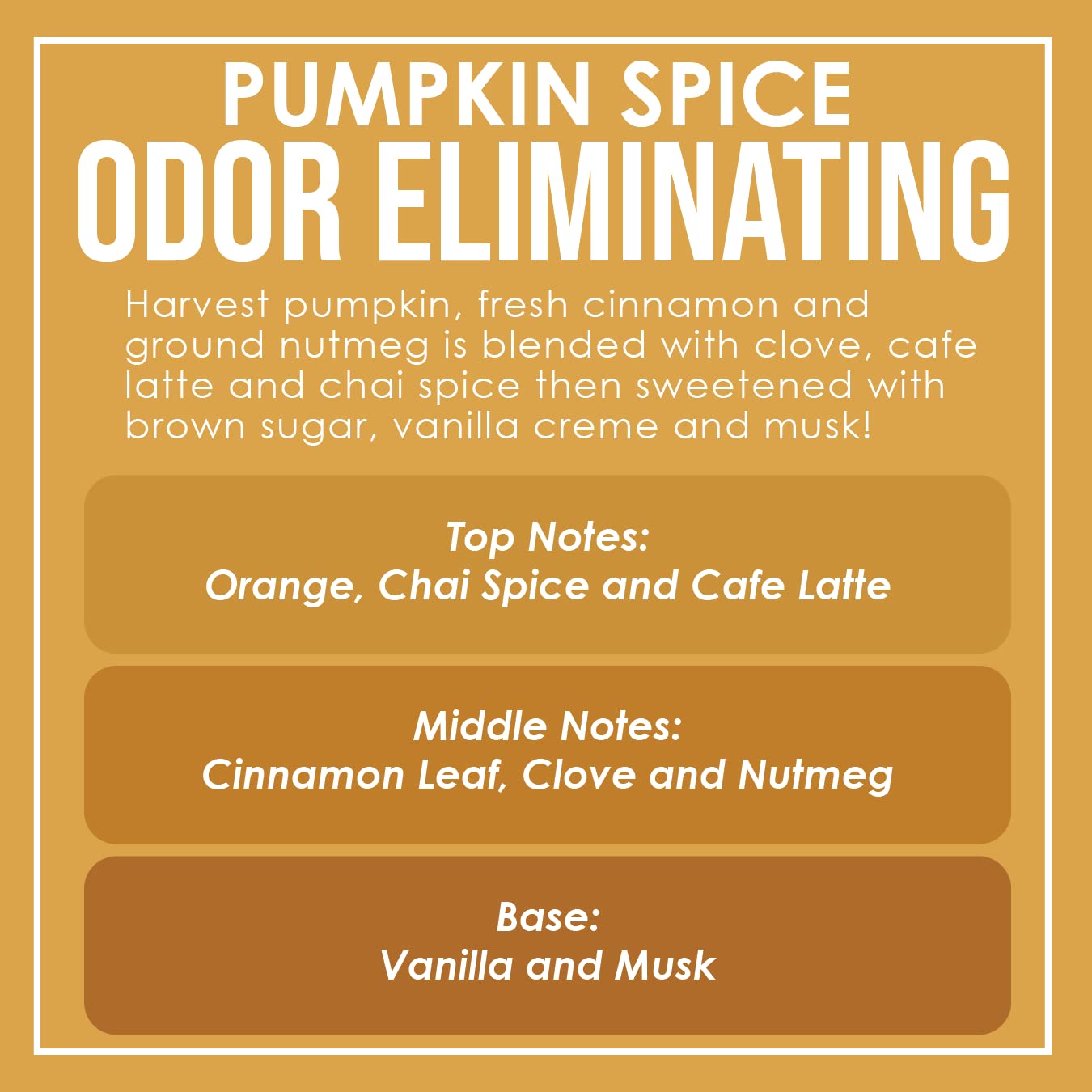 Pumpkin Spice Odor Eliminating Highly Fragranced Candle - Eliminates 95% of Pet, Smoke, Food, and Other Smells Quickly - Up to 80 Hour Burn time - 12 Ounce Premium Soy Blend