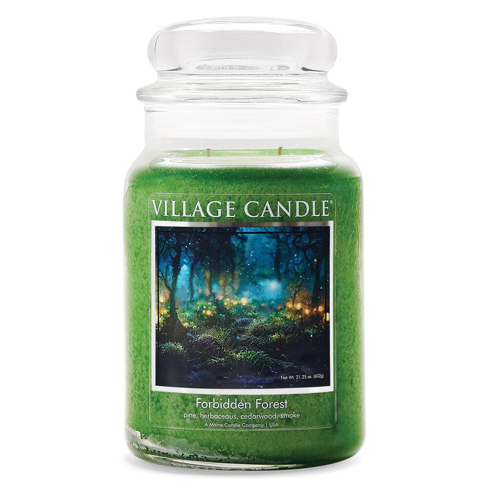 Village Candle Forbidden Forest Large Glass Apothecary Jar Scented Candle, 21.25oz, Green