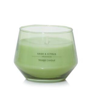 Yankee Candle Studio Medium Candle, Sage & Citrus, 10 oz: Long-Lasting, Essential-Oil Scented Soy Wax Blend Candle | 40-65 Hours of Burning Time