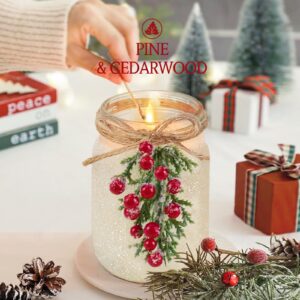 Christmas Decorations - Christmas Decor- 18 Oz Winter Mason Jar Candle - Unique Christmas Gifts for Women Her Adults Teachers Mom - Rustic Farmhouse Xmas Decoration for New Home Room Indoor Tables