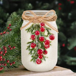 Christmas Decorations - Christmas Decor- 18 Oz Winter Mason Jar Candle - Unique Christmas Gifts for Women Her Adults Teachers Mom - Rustic Farmhouse Xmas Decoration for New Home Room Indoor Tables