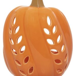 Yankee Candle Pumpkin Candle Holder for Large Jar Candles - Orange with Geometric Cutouts for Autumn Fall Halloween