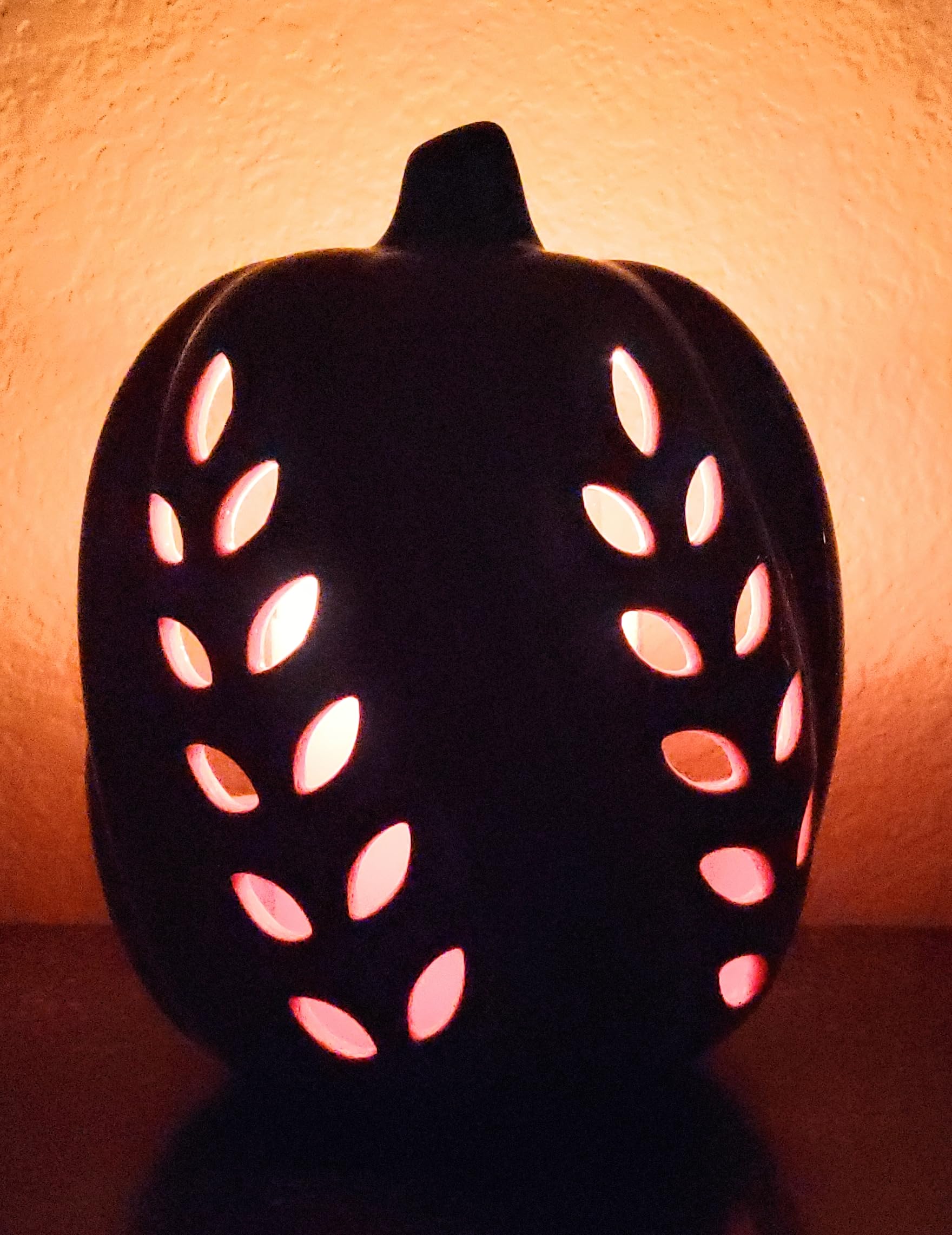 Yankee Candle Pumpkin Candle Holder for Large Jar Candles - Orange with Geometric Cutouts for Autumn Fall Halloween