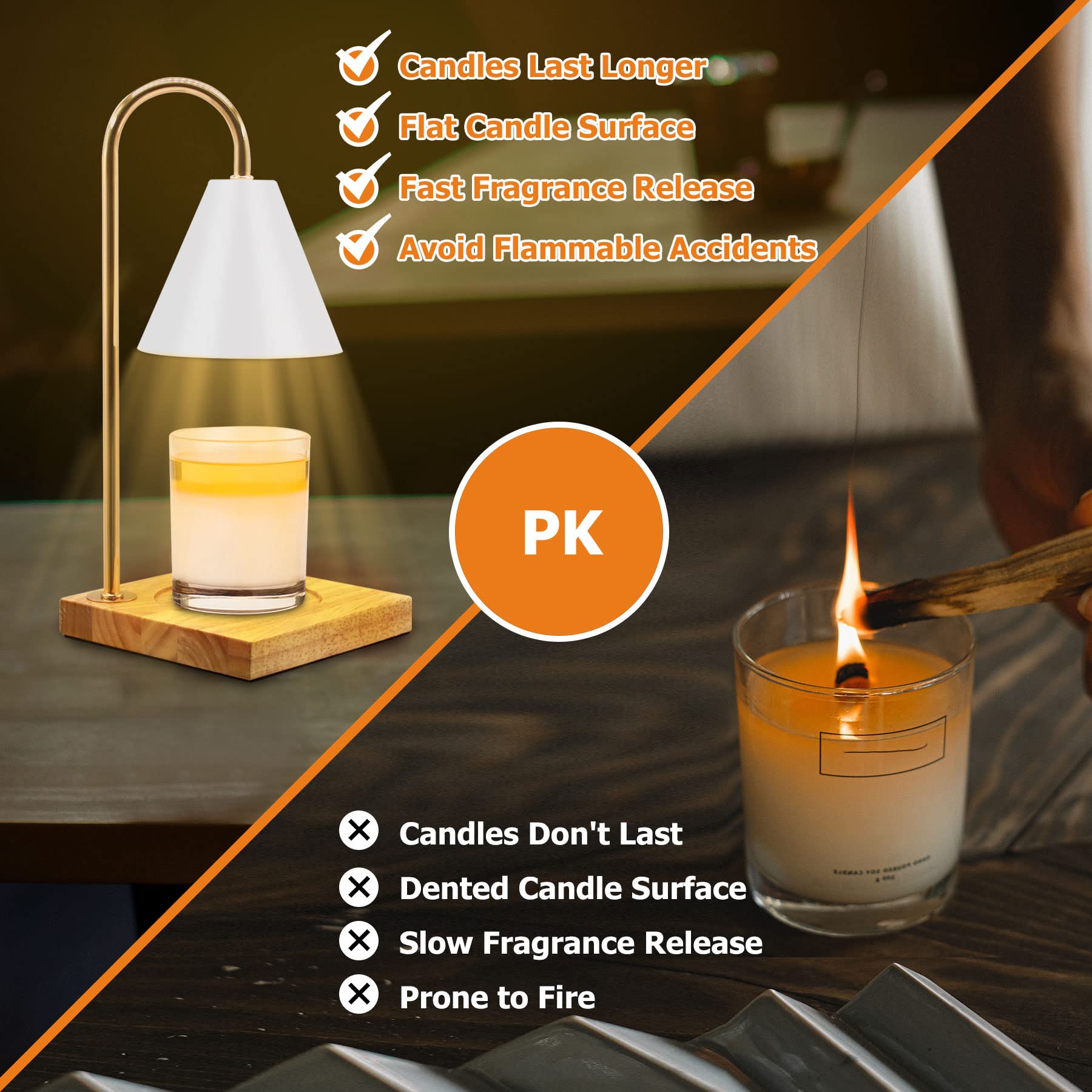 KELLODY Candle Warmer Lamp, Dimmable Candle Warmer with Timer, Compatible with Yankee Candle Large Jar Candle, Safety Night Lamp for Home Scented Jar Candles Heater with 2 Bulbs