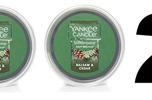 Yankee Candle Balsam and Cedar Meltcup - Scenterpiece Wax Warmer System Refill - Set of TWO Balsam and Cedar Easy Meltcups