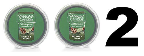 Yankee Candle Balsam and Cedar Meltcup - Scenterpiece Wax Warmer System Refill - Set of TWO Balsam and Cedar Easy Meltcups