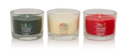 Yankee Candle Mini Sample Size Classic Tumbler Glass Jars — Set of 3 Assorted Scents — 2 Inches - 1.3 oz Each