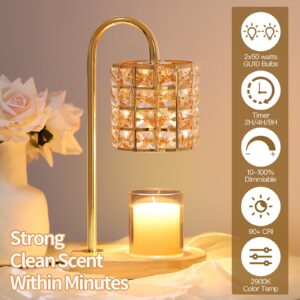 PIZHLO Candle Warmer Lamp, Wax Warmer Lamp with 2 Bulbs, Timer & Dimmer 7-Levels, Candle Top Melting Compatible Jar Candles, Glass Candle Heater Lamp for Scented Wax, Gifts for Mom Home Decor (Amber)