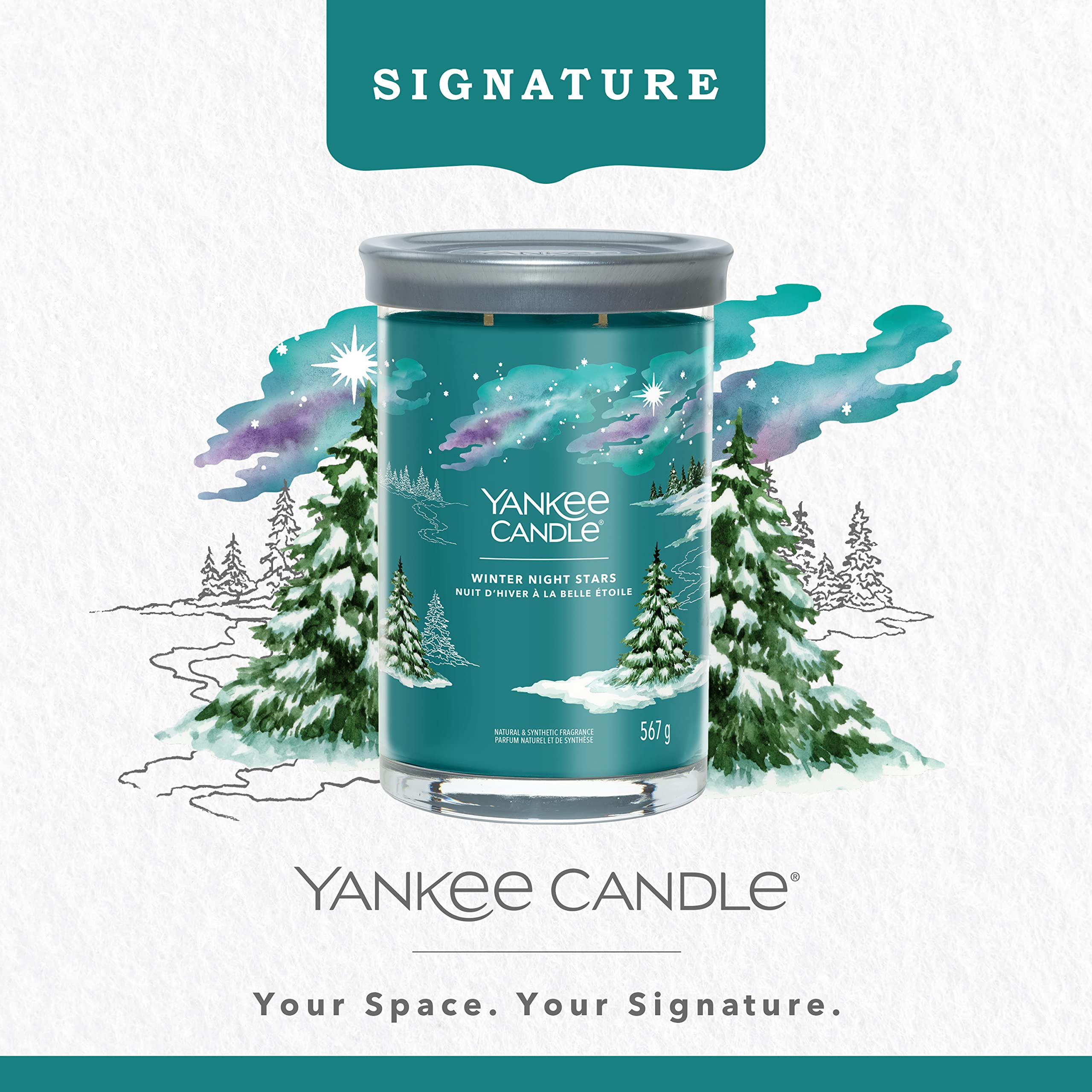 Yankee Candle Signature Scented Candle | Winter Night Stars Large Tumbler Candle with Double Wicks | Soy Wax Blend Long Burning Candle | Perfect Gifts for Women