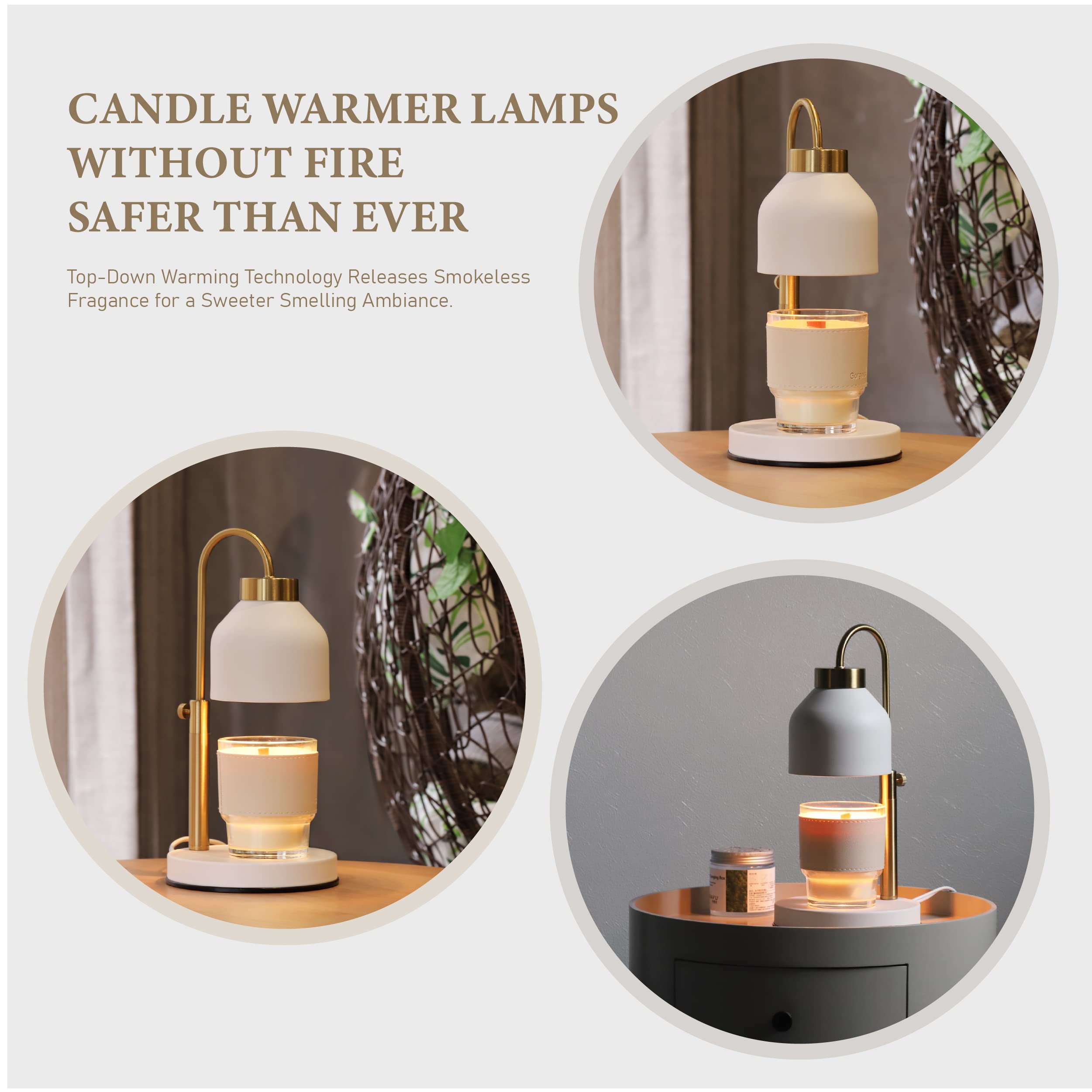 AIKUT Candle Warmer Lamp, with 2 Bulbs,Timer & Dimmer,Compatible with Large Yankee Candle Jars,3 Wick Candles,Height Adjustable Electric Top Candle Melter,White,110-120v