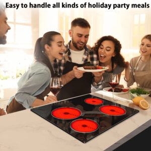 Noxton Ceramic Cooktop, Built-in 4 Burners Electric Stove Electric Cooker Hob With Touch Control Child Lock Timer Easy To Clean with Hard Wire 6000W 220~240V