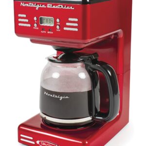 Nostalgia Retro 12-Cup Programmable Coffee Maker With LED Display, Automatic Shut-Off & Keep Warm, Pause-And-Serve Function, Red