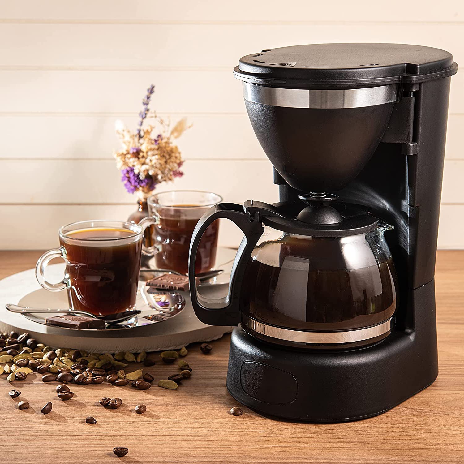 Nozaya 5-Cup Small Drip Coffee Maker - Removable Electric Coffee Machine, Easy to Use for 3-5 People