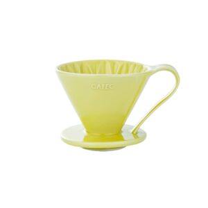 Pour Over Coffee Maker by Sanyo Sangyo: Porcelain Ceramic 1-to-4 Cup Dripper in 5 Beautiful Colors | Unique Drip Coffee Brewer for Fresh Filter Coffee–Elegant Smart Design: Better Brewing (Yellow)