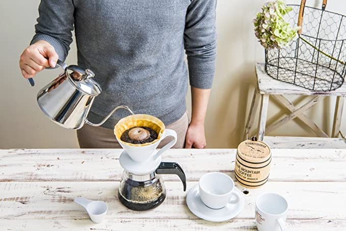 Pour Over Coffee Maker by Sanyo Sangyo: Porcelain Ceramic 1-to-4 Cup Dripper in 5 Beautiful Colors | Unique Drip Coffee Brewer for Fresh Filter Coffee–Elegant Smart Design: Better Brewing (Yellow)