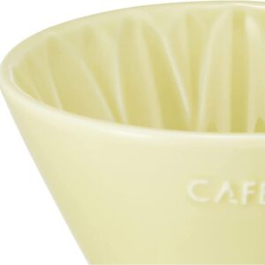 Pour Over Coffee Maker by Sanyo Sangyo: Porcelain Ceramic 1-to-4 Cup Dripper in 5 Beautiful Colors | Unique Drip Coffee Brewer for Fresh Filter Coffee–Elegant Smart Design: Better Brewing (Yellow)