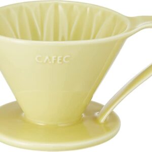 Pour Over Coffee Maker by Sanyo Sangyo: Porcelain Ceramic 1-to-4 Cup Dripper in 5 Beautiful Colors | Unique Drip Coffee Brewer for Fresh Filter Coffee–Elegant Smart Design: Better Brewing (Yellow)