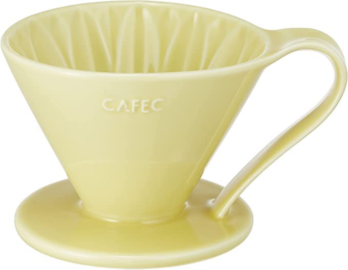 Pour Over Coffee Maker by Sanyo Sangyo: Porcelain Ceramic 1-to-4 Cup Dripper in 5 Beautiful Colors | Unique Drip Coffee Brewer for Fresh Filter Coffee–Elegant Smart Design: Better Brewing (Yellow)