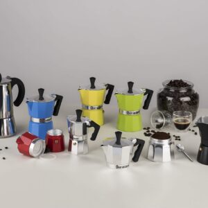 Barazzoni The Yellow Coloured Coffee Maker 3 Cups Product certified by the Accademia Italiana Maestri del Caffè.