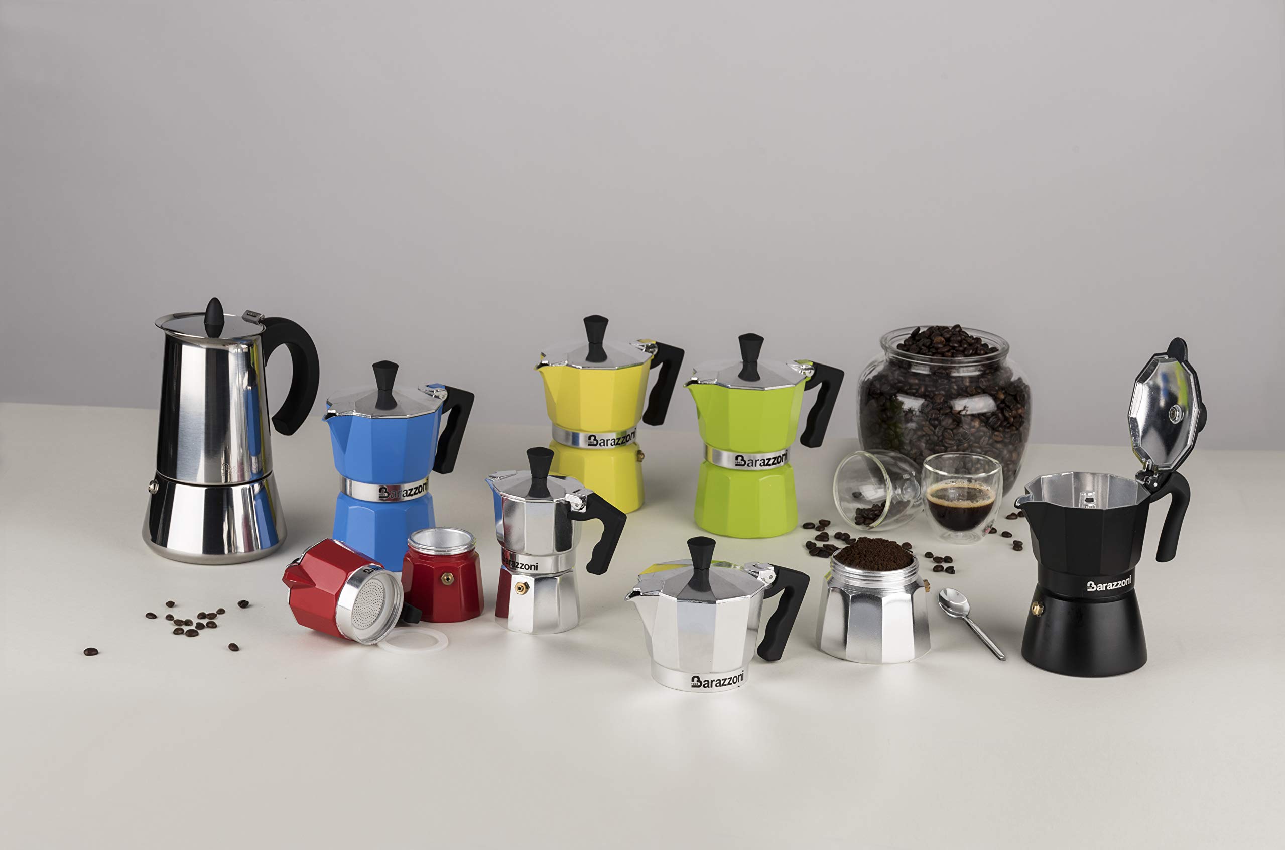 Barazzoni The Yellow Coloured Coffee Maker 3 Cups Product certified by the Accademia Italiana Maestri del Caffè.