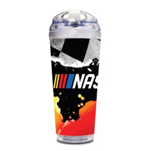 rico industries nascar logo racing 24oz acrylic tumbler with hinged lid, officially licensed double wall tumbler for nascar fans