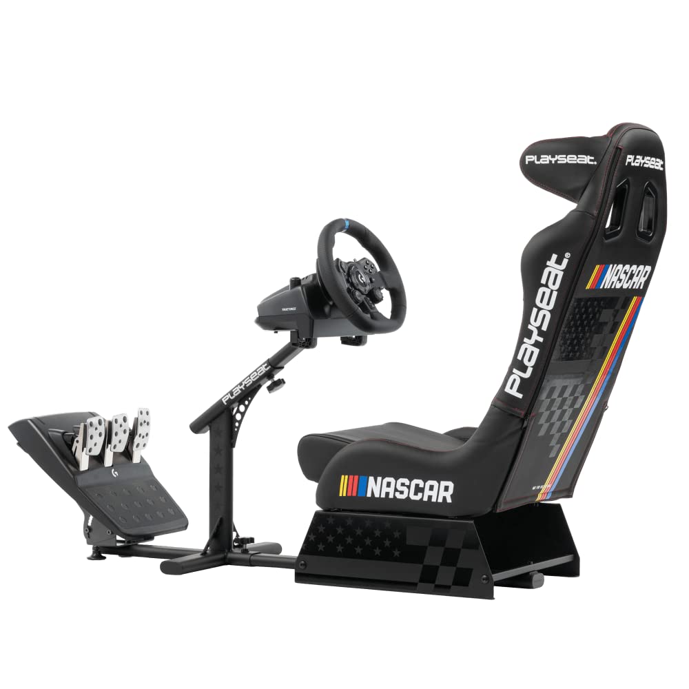 Playseat Evolution Pro Sim Racing Cockpit | Comfortable Racing Simulator Cockpit | Compatible with all Steering Wheels & Pedals on the Market | Supports PC & Console |Nascar edition