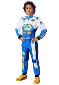 fun costumes nascar kids chase elliott suit boys, blue race car driver halloween x-large