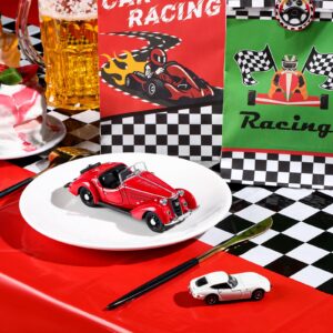 Irenare Car Birthday Party Supplies Racing Party Decorations Road Tablecloth Racetrack Table Runner Table Covers for Kids Boy Car Theme Birthday Party, 54 x 108 Inch (Red,3 Sheets)