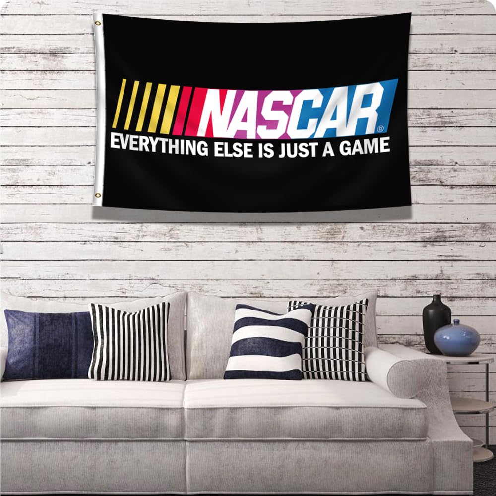 Kasflag NASCAR Racing Flag Banner in Black (3x5ft,Heavy Duty, Durable 150D Polyester) Brass Grommets For Outdoor Room Man Cave