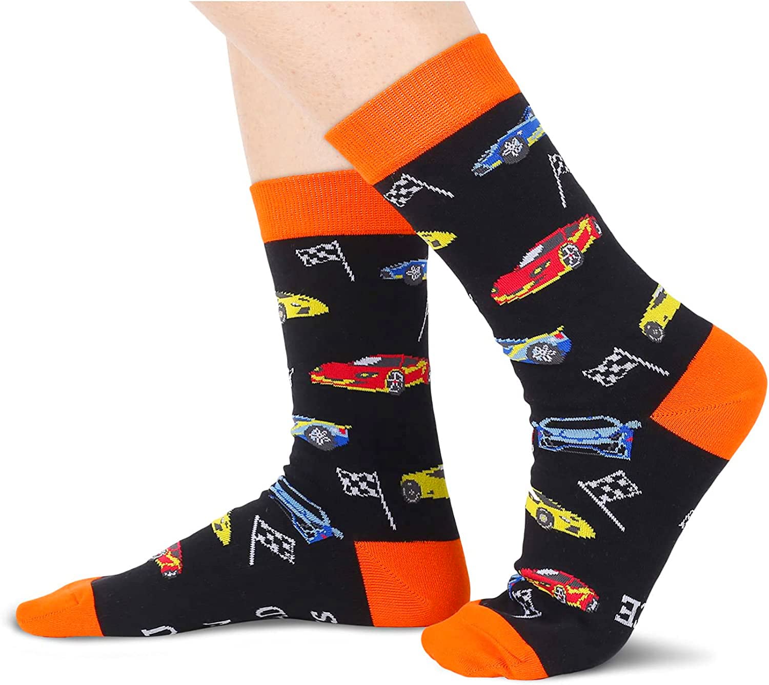 Zmart Drag Racing Gifts For Men, Funny Racing Car Gifts, Gifts For Car Lovers Guys, Vintage Cool Old Race Car Socks For Men In 2 Pack