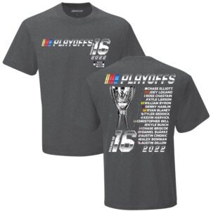 checkered flag sports nascar playoff roster t-shirt 2-spot short sleeve automotive racing apparel - xl