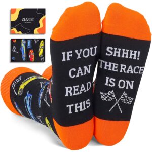 zmart drag racing gifts, gifts for car lovers guys, funny racing car gifts for men, vintage cool old race car socks for men