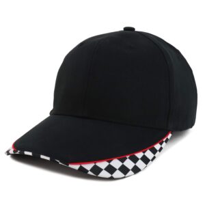 Armycrew Racing Flag Designed Bill Structured Baseball Cap - Black