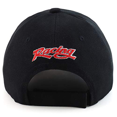 Armycrew Racing 3D Embroidered Flame Structured Baseball Cap - Black
