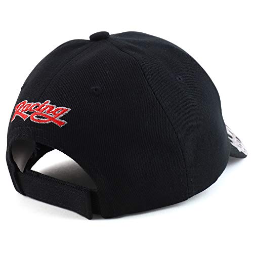 Armycrew Racing 3D Embroidered Flame Structured Baseball Cap - Black