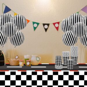 2 PCS Racing Car Plastic Tablecloths Car Theme Disposable Party Tablecloths Black Checkered Flag Table Covers Racetrack Rectangular Tablecloth for Boys Birthday Baby Shower Home Decor, 54 x 108 Inch