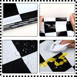 2 PCS Racing Car Plastic Tablecloths Car Theme Disposable Party Tablecloths Black Checkered Flag Table Covers Racetrack Rectangular Tablecloth for Boys Birthday Baby Shower Home Decor, 54 x 108 Inch