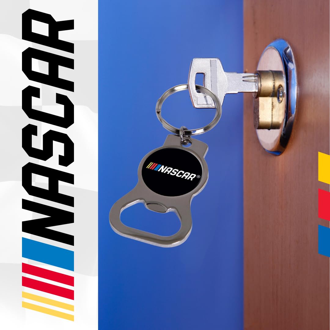 Rico Industries NASCAR Logo Bottle Opener Key Chain Metal Keychain - Beverage Bottle Opener with Key Ring - Pocket Size