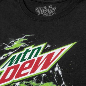 Tee Luv Men's MTN Dew Racecar T-Shirt - Mountain Dew Soda Logo Racing Shirt, Black, M