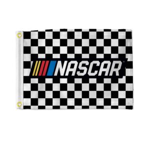 rico industries nascar auto racing logo checkered flag utility flag - double sided - great for boat/golf cart/home ect. 12" x 17"
