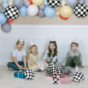 Uelfbaby 12Pcs 8x12 Inch Checkered Black and White Racing Flags NASCAR Flags on Stick, Formula One F1 Racing Flags Hand Held Stick Flags with Kid-Safe Spear Top, Children's Party Decoration