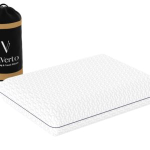 Vaverto Small Memory Foam Pillow for Travel and Camping - Compressible Medium Firm, Breathable Cover, Machine Washable, Ideal Backpacking, Airplane and Car