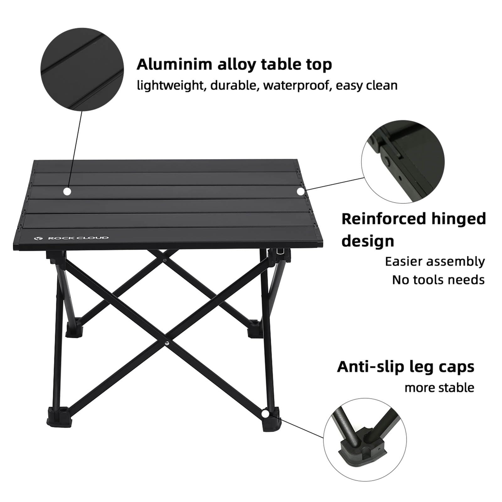 ROCK CLOUD Portable Camping Table Ultralight Aluminum Camp Table Folding Beach Table for Camping Hiking Backpacking Outdoor Picnic