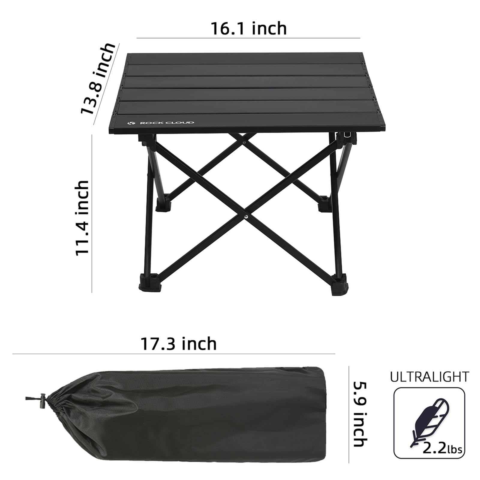 ROCK CLOUD Portable Camping Table Ultralight Aluminum Camp Table Folding Beach Table for Camping Hiking Backpacking Outdoor Picnic