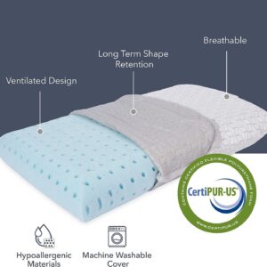 Vaverto Small Memory Foam Pillow for Travel and Camping - Compressible Medium Firm, Breathable Cover, Machine Washable, Ideal Backpacking, Airplane and Car