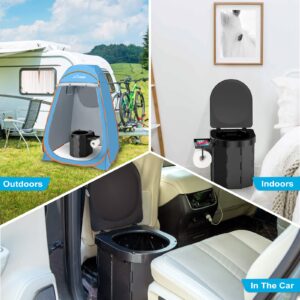 PAHTTO Portable Camping Toilet, Foldable Toilet for Adults with Detachable Phone Shelf and Toilet Paper Holder, Waterproof Porta Potty with Lid for Camping, Hiking, RV Travel, Road Trips, Car