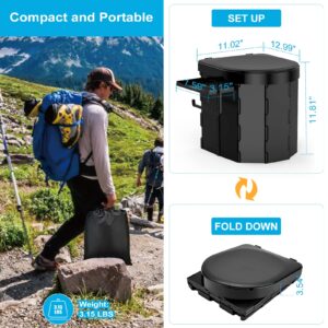 PAHTTO Portable Camping Toilet, Foldable Toilet for Adults with Detachable Phone Shelf and Toilet Paper Holder, Waterproof Porta Potty with Lid for Camping, Hiking, RV Travel, Road Trips, Car