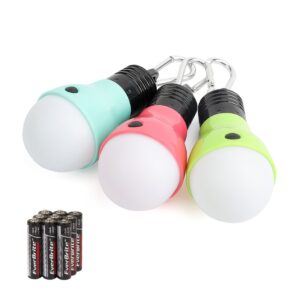 everbrite 3-pack camping lights - 3 lighting modes, portable led bulbs ideal for kids’ adventure activities, backpacking, camping, picnic, emergency and more, 3 x aaa batteries included