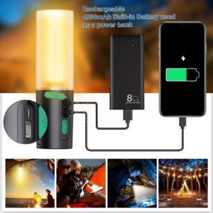 AUDLES Camping String Lights,33Ft Light with Lanterns (4 in 1 Design),Camping Lights 4000mAh Charger,7 Modes,IPX6 Waterproof,Rechargeable Flashlights for Outdoor,Hiking