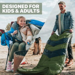 MalloMe Sleeping Bags for Adults Cold Weather & Warm - Backpacking Camping Sleeping Bag for Kids 10-12, Girls, Boys - Lightweight Compact Camping Essentials Gear Accessories Hiking Sleep Must Haves